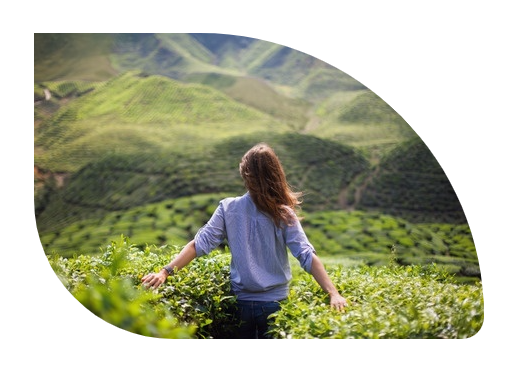 Girl walking in valleys