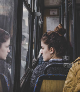 When trust is broken - sad woman on bus