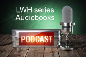 LWH series Audiobooks Podcast logo with microphone